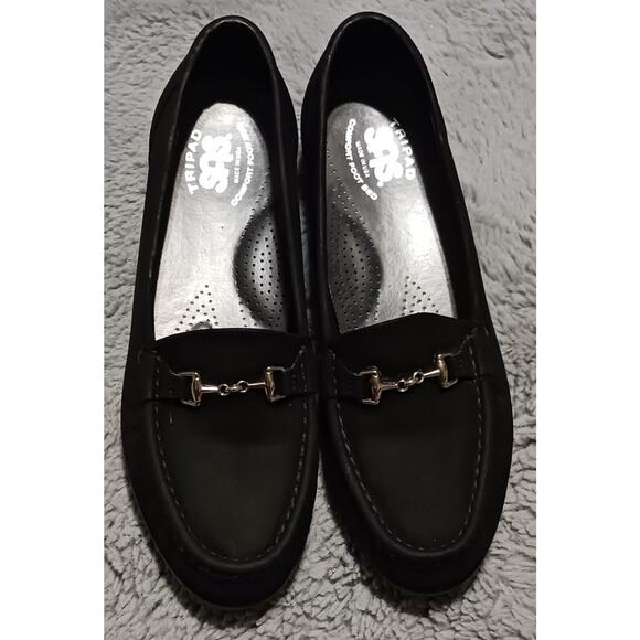 SAS Tripad 8N Women's Black Suede Leather Narrow With A Silver Chain Accent - Picture 2 of 8